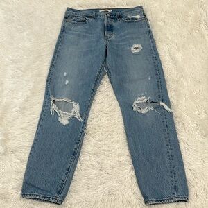 Levi's Blue Distressed Ankle Jeans